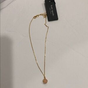 Kate Spade That Sparkle circle‎ pink quartz gemstone pendant necklace new